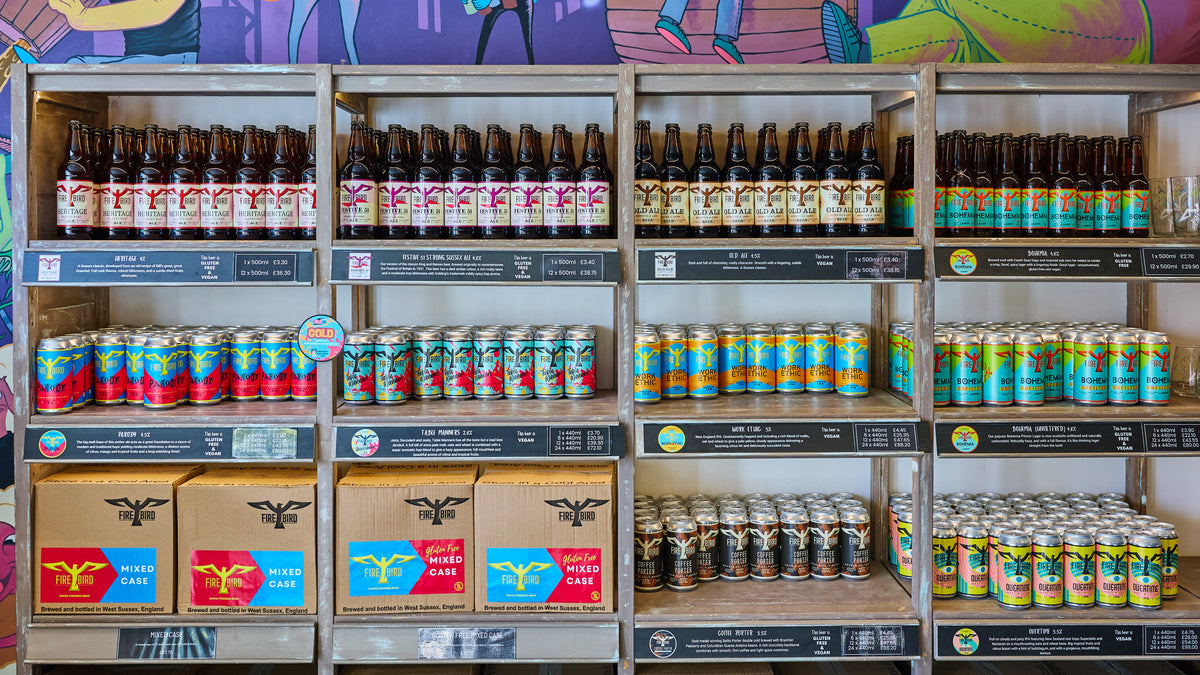 Full range of bottles and cans